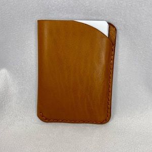 Handmade Leather Card Holder - English Tan / Brown